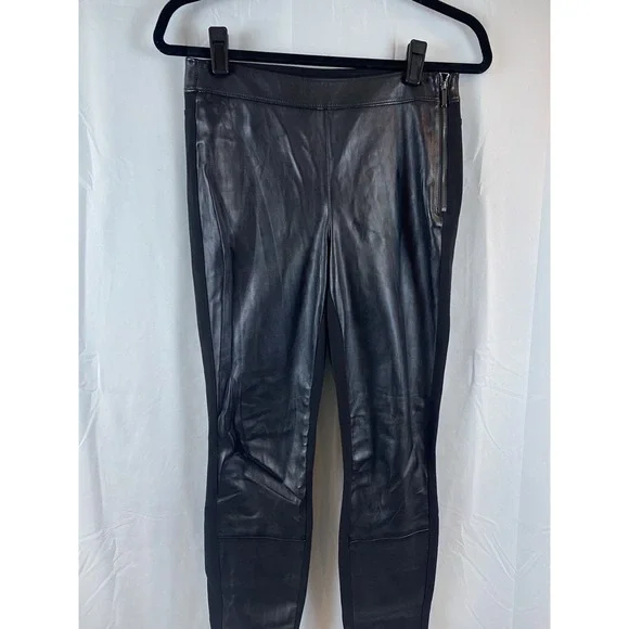 White House Black Market Skinny Leg Faux Leather Front Women's Size 2R Jeggings - Picture 3 of 12